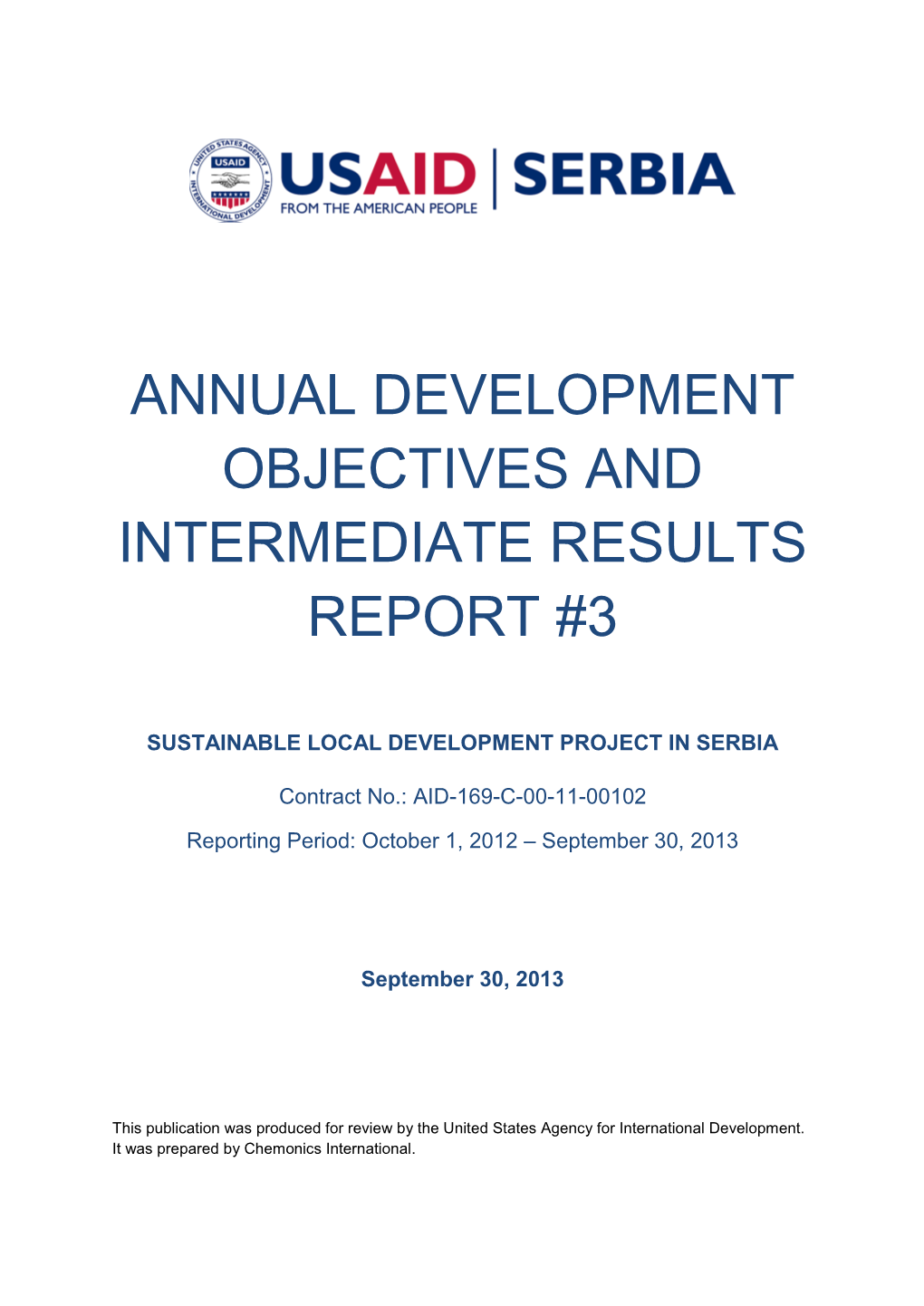 Annual Development Objectives and Intermediate Results Report #3