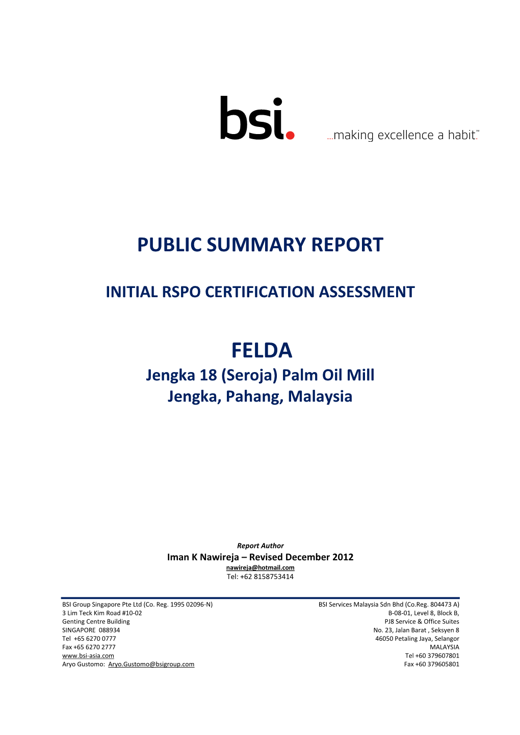 Draft Public Summary Report
