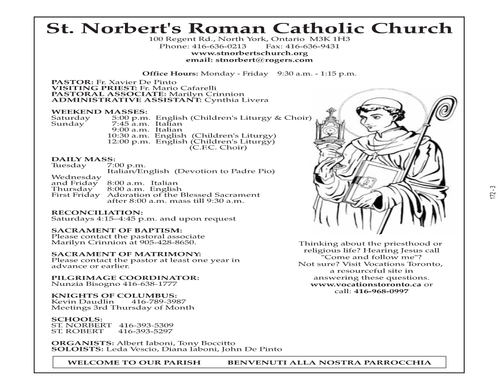 St. Norbert's Roman Catholic Church 3687 Dufferin St