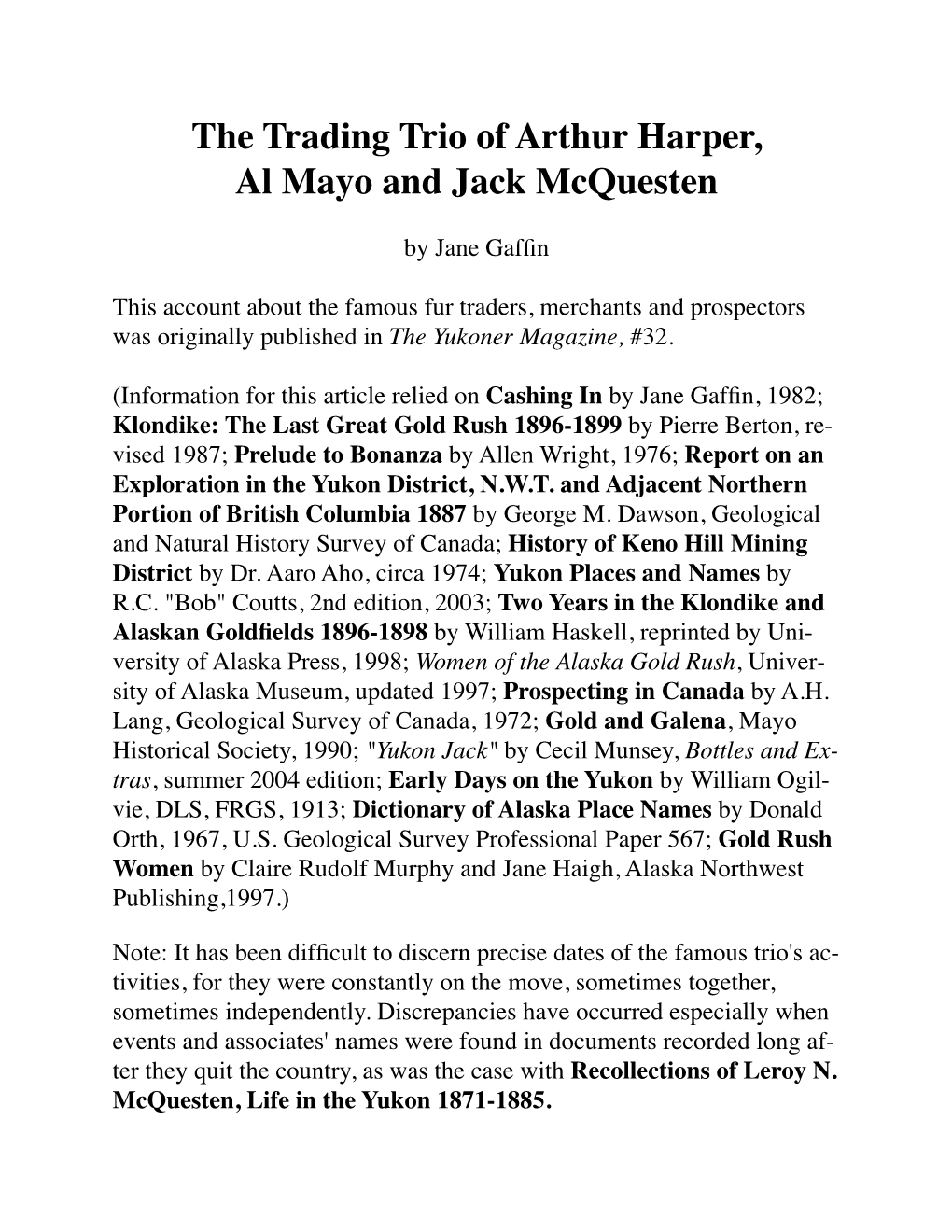Al Mayo and Jack Mcquesten
