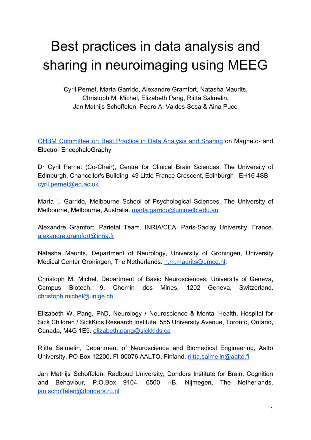 Best Practices in Data Analysis and Sharing in Neuroimaging Using MEEG