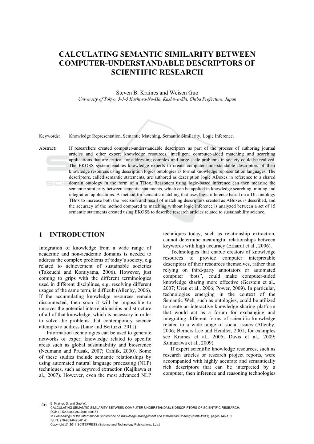 Calculating Semantic Similarity Between Computer-Understandable Descriptors of Scientific Research