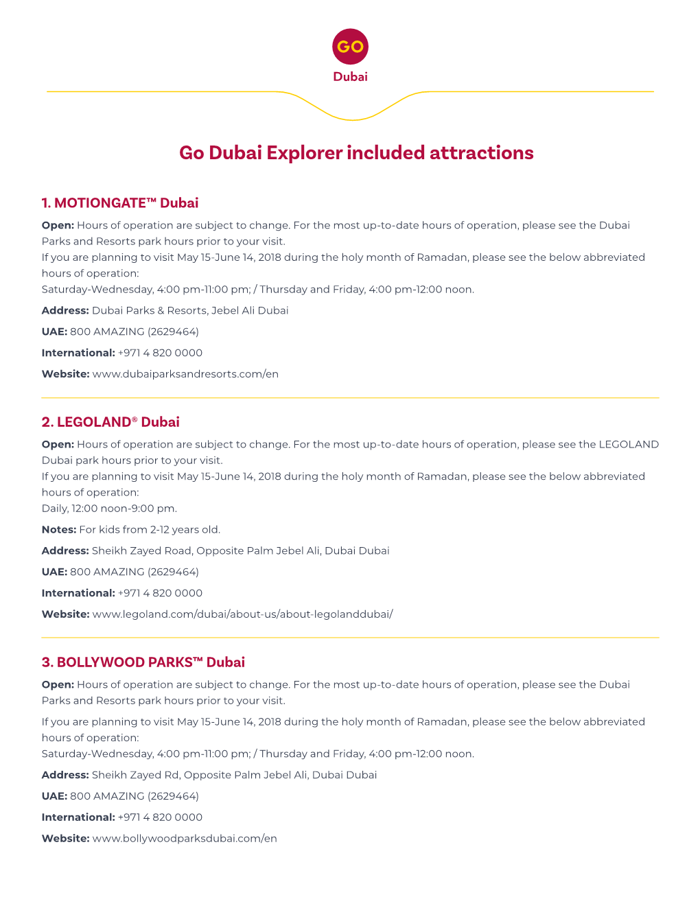 Go Dubai Explorer Included Attractions