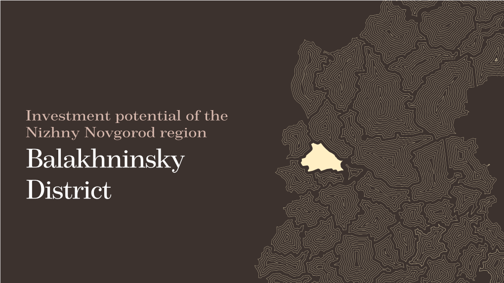 Investment Potential of the Nizhny Novgorod Region Balakhninsky District Overview