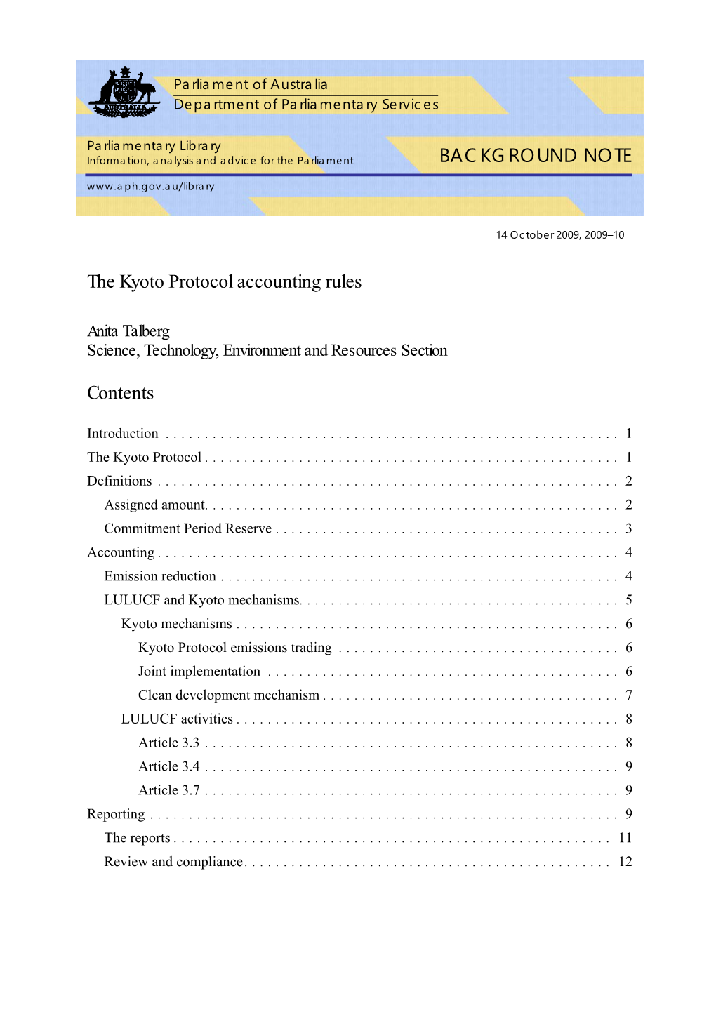 The Kyoto Protocol Accounting Rules