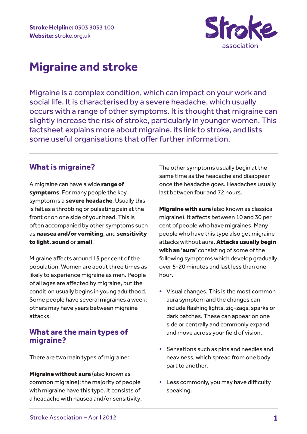 Migraine and Stroke