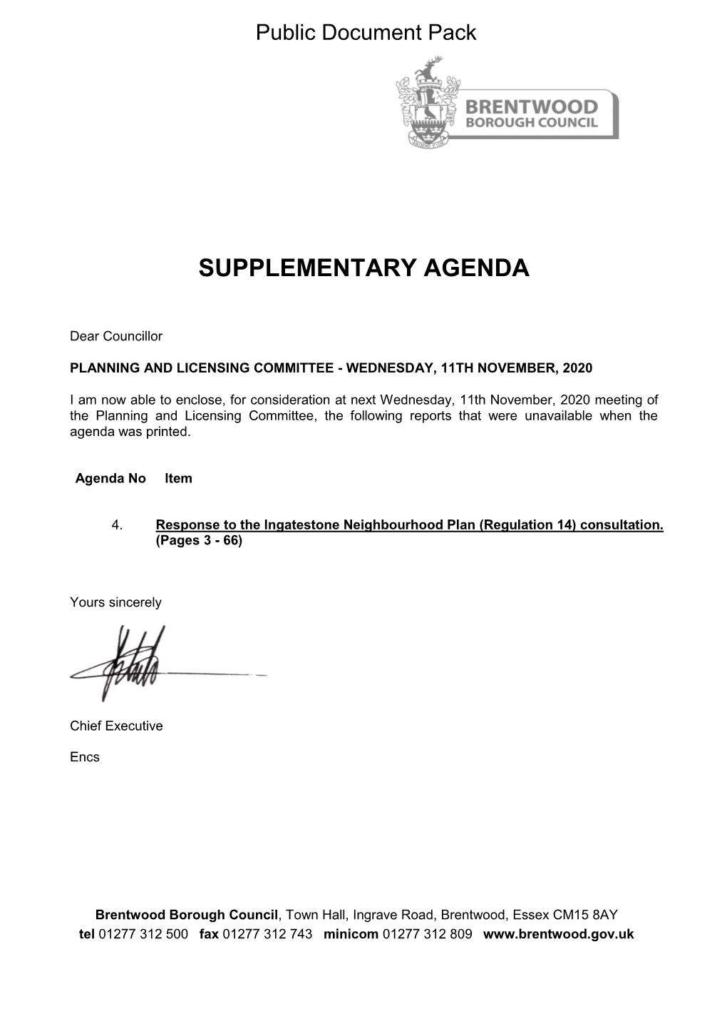 Supplementary Agenda