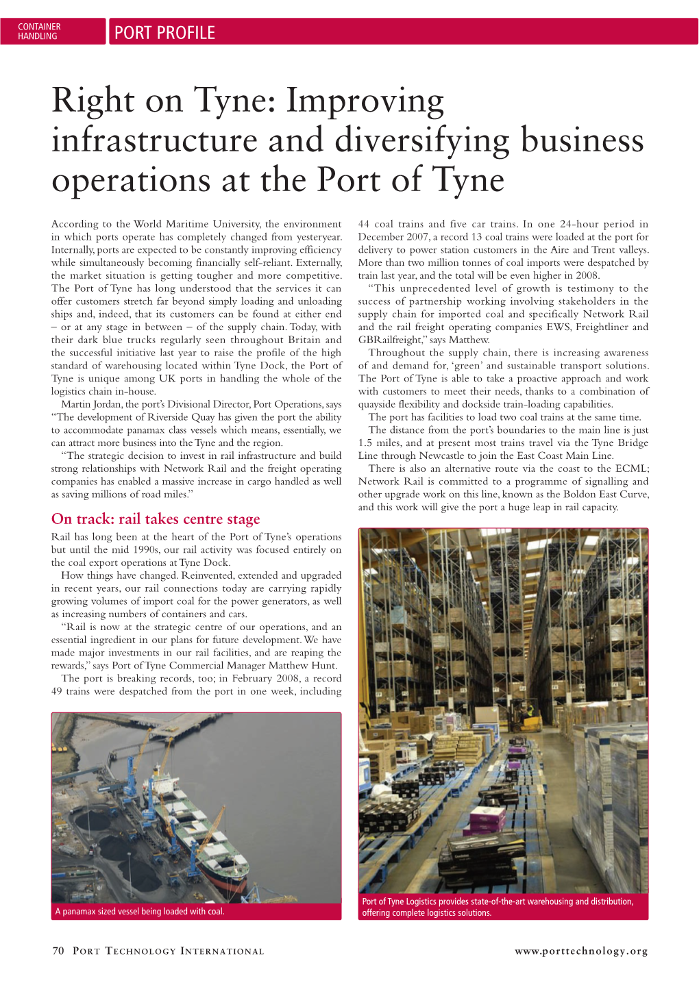 Improving Infrastructure and Diversifying Business Operations at the Port of Tyne