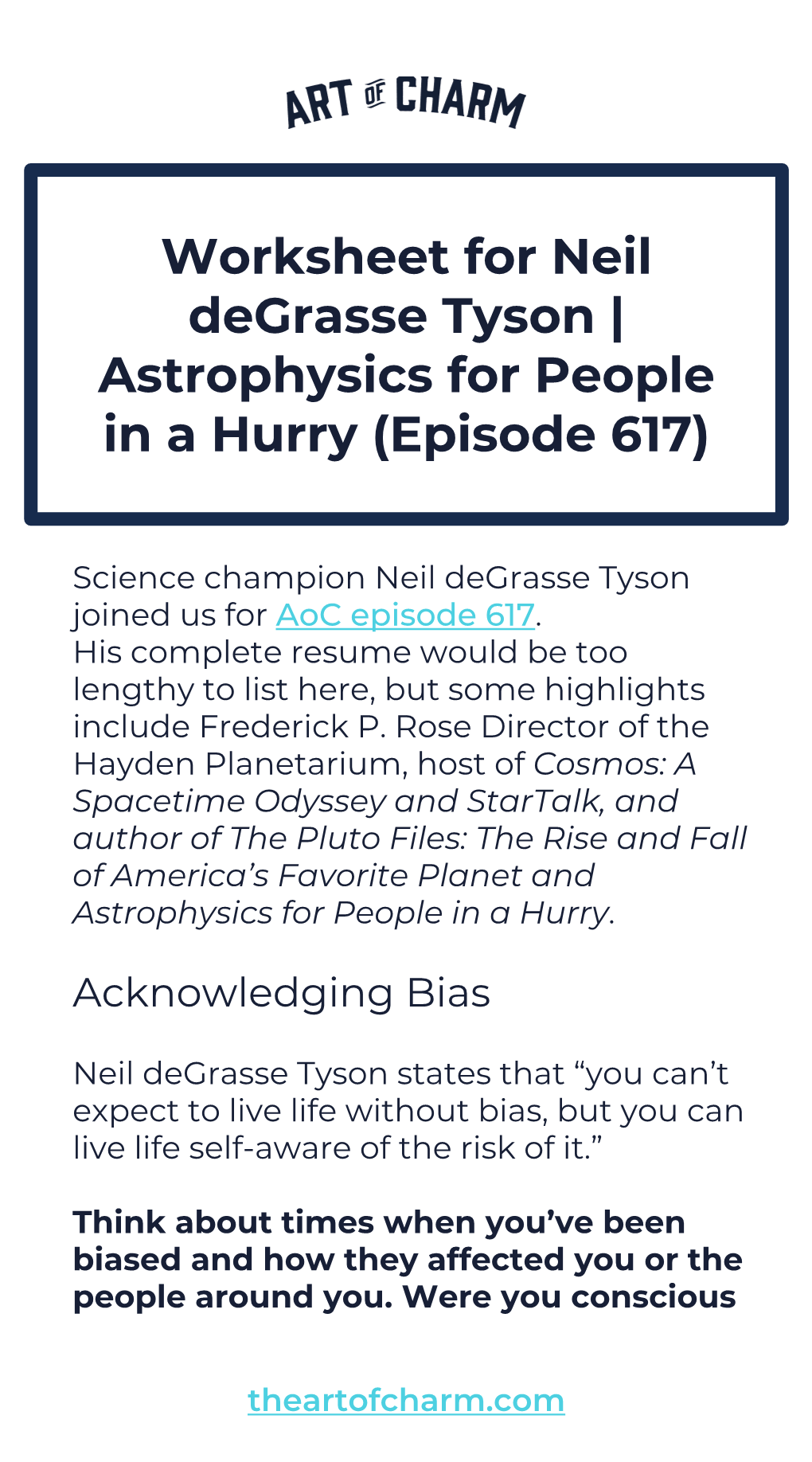 Worksheet for Neil Degrasse Tyson | Astrophysics for People in a Hurry (Episode 617)