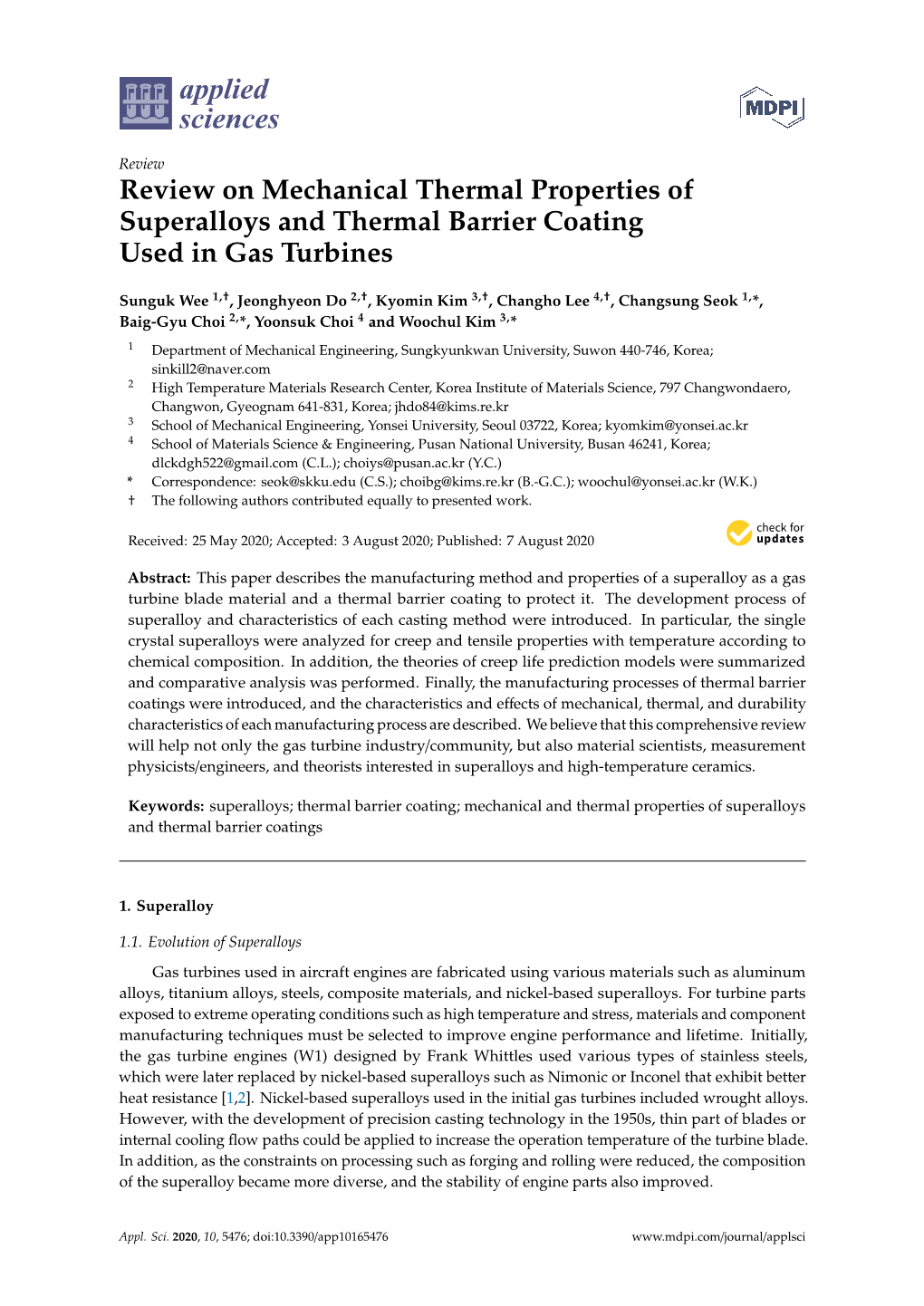 Review on Mechanical Thermal Properties of Superalloys and Thermal Barrier Coating Used in Gas Turbines