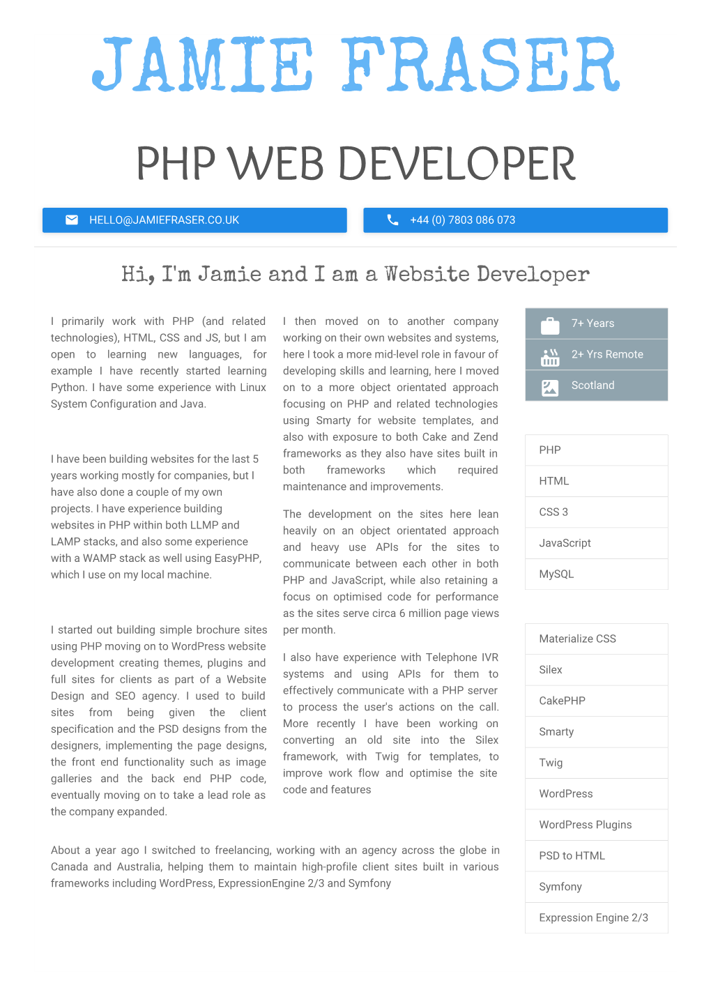 Jamie Fraser Php Web Developer