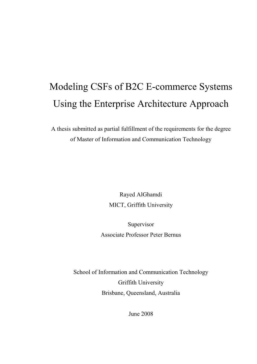 Modeling Csfs of B2C E-Commerce Systems Using the Enterprise Architecture Approach