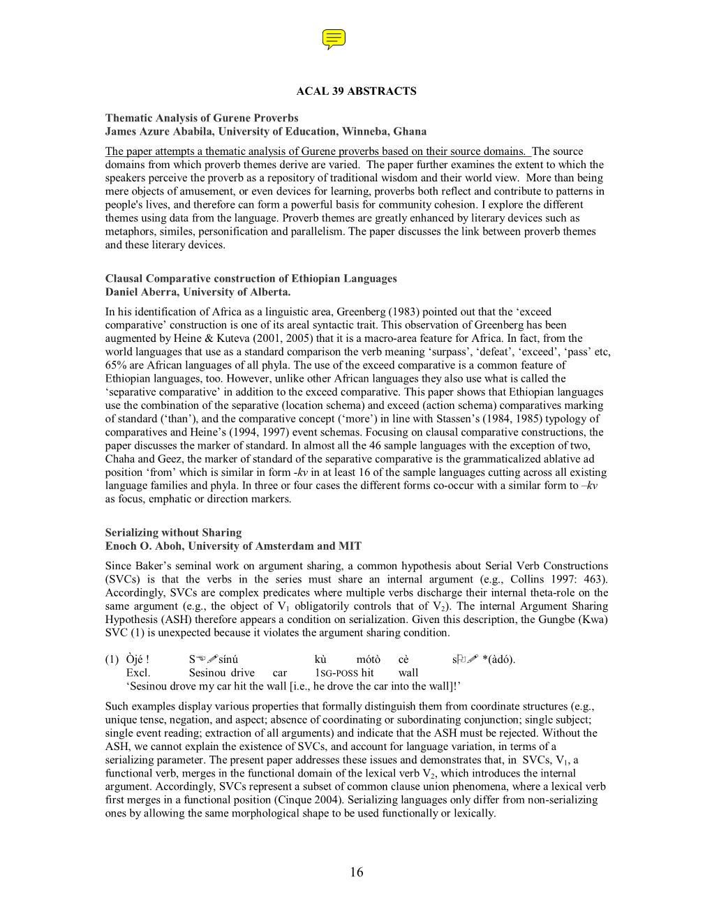 ACAL 39 ABSTRACTS Thematic Analysis of Gurene Proverbs James