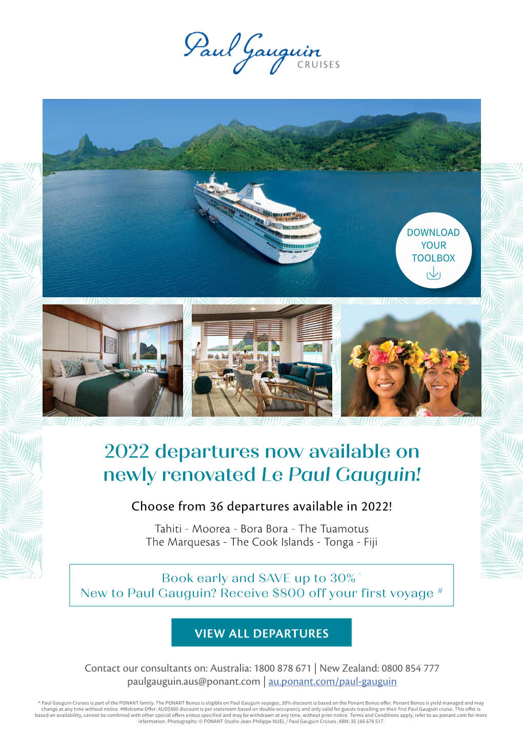 2022 Departures Now Available on Newly Renovated Le Paul Gauguin!
