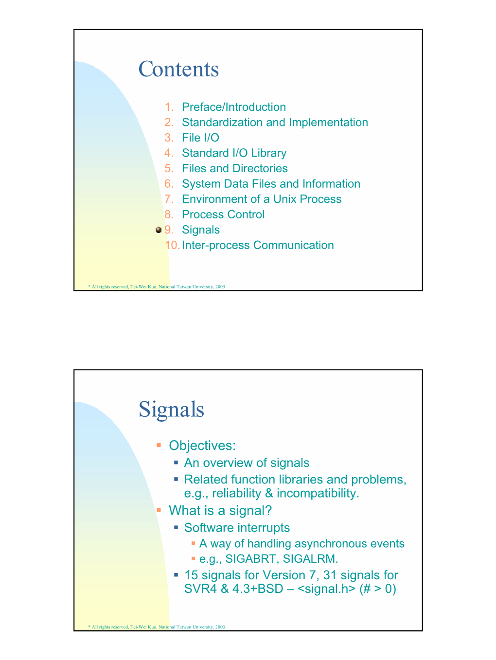 Contents Signals