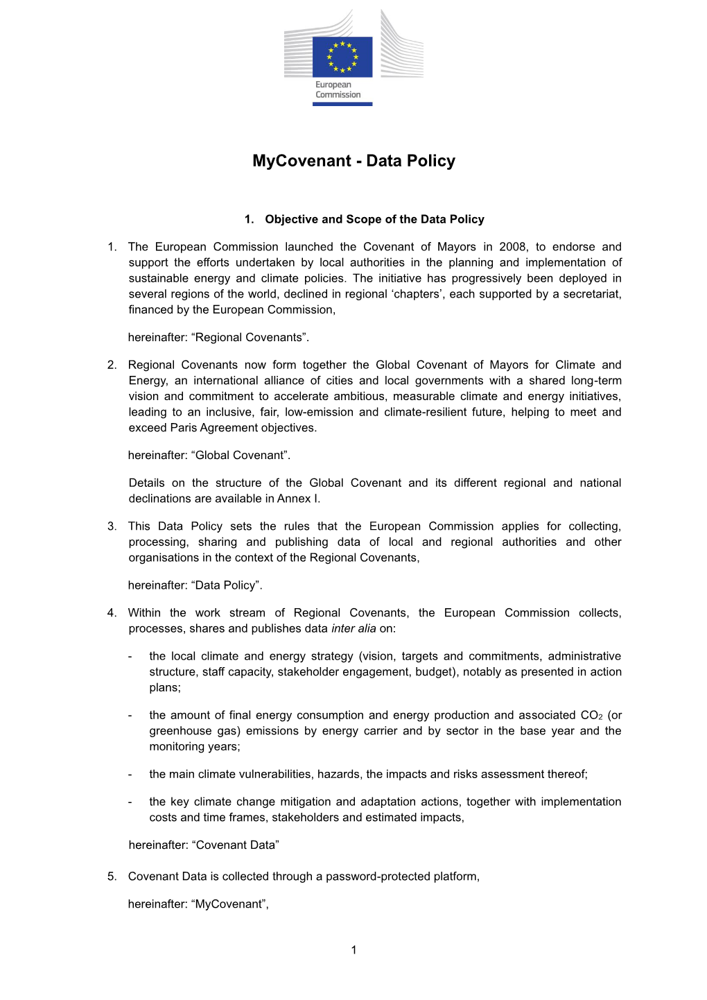 Mycovenant - Data Policy