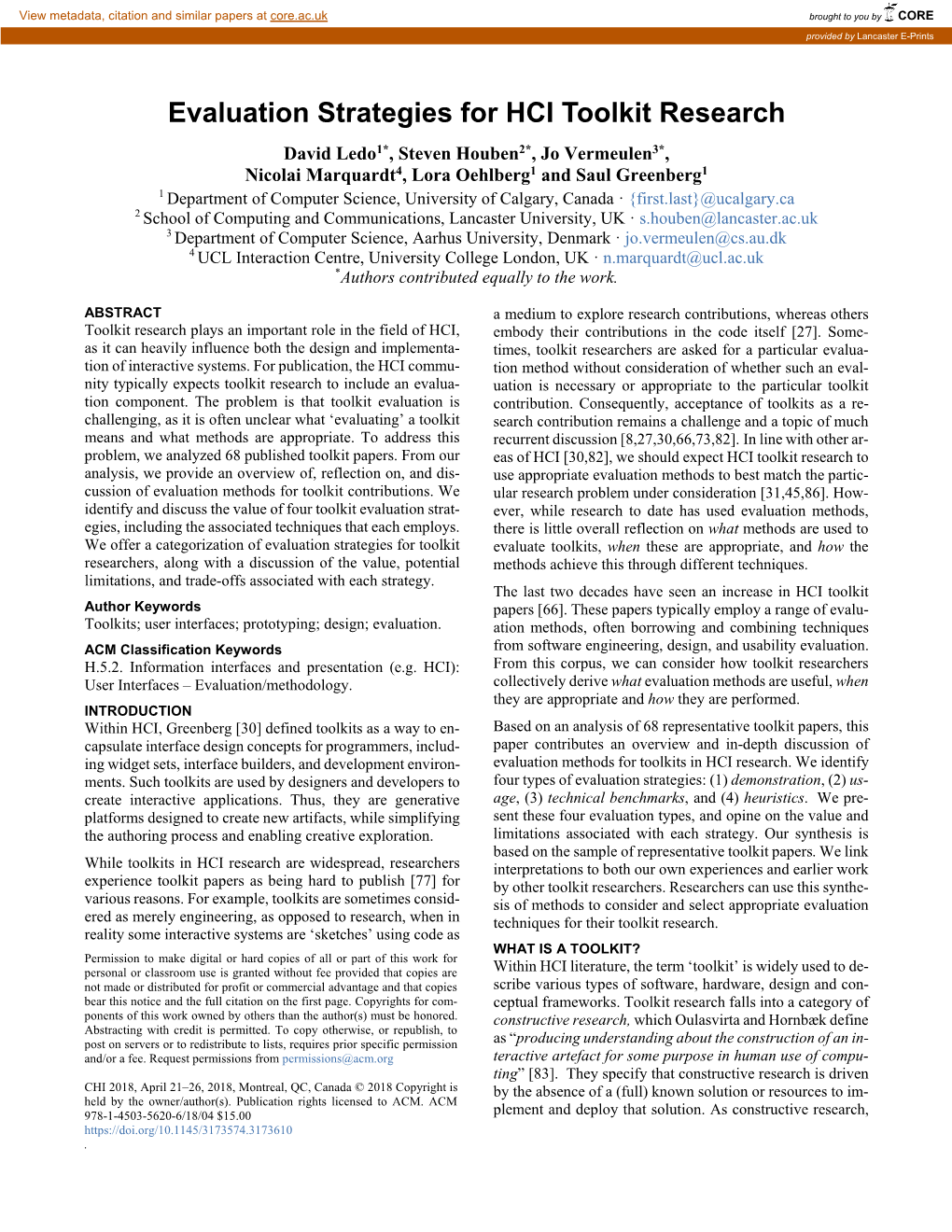 SIGCHI Conference Paper Format