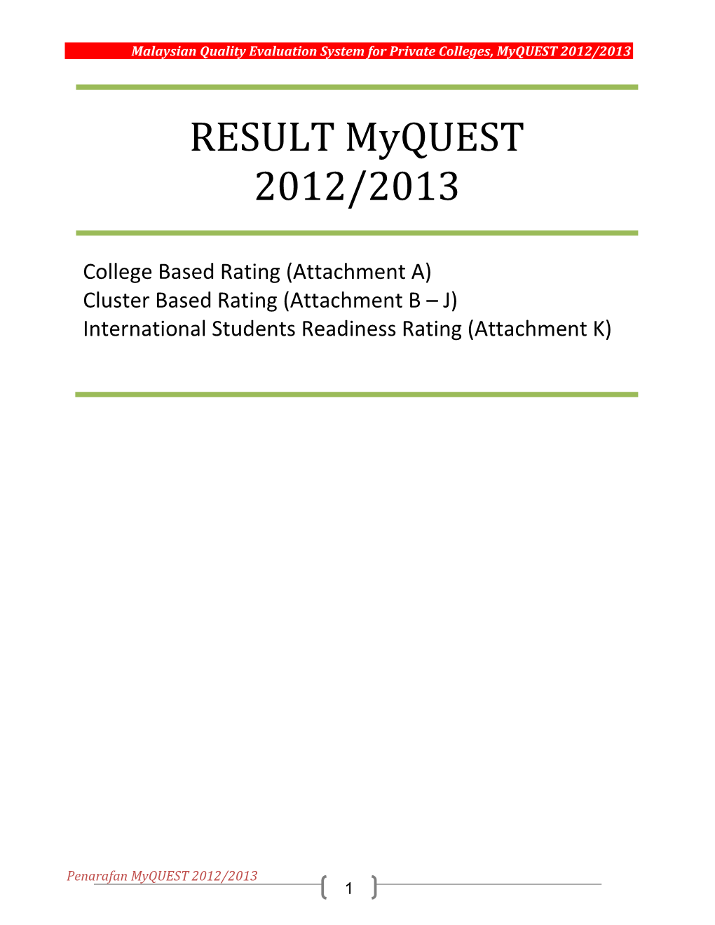 RESULT Myquest 2012/2013