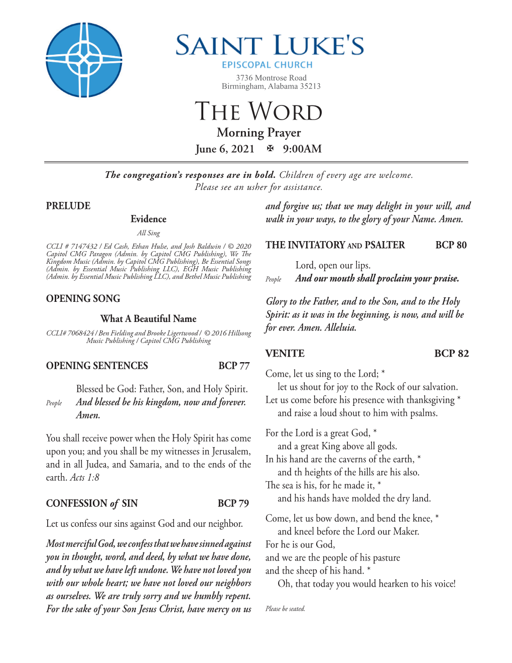 The Word Morning Prayer June 6, 2021 X 9:00AM