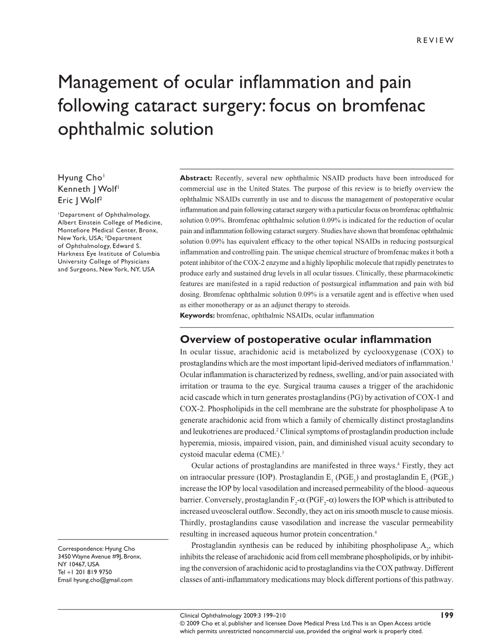 Management of Ocular Inflammation and Pain Following Cataract Surgery