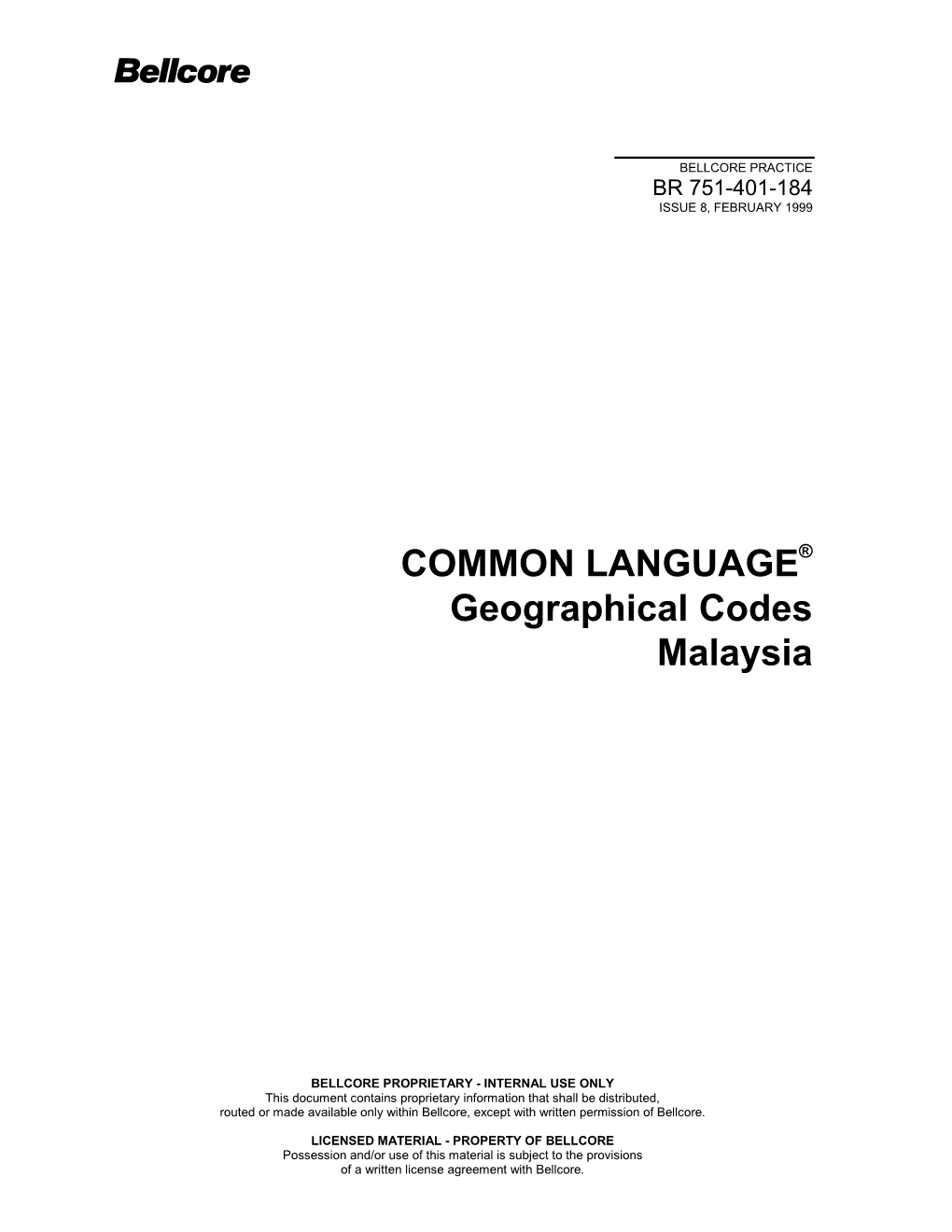 Geographical Codes Malaysia