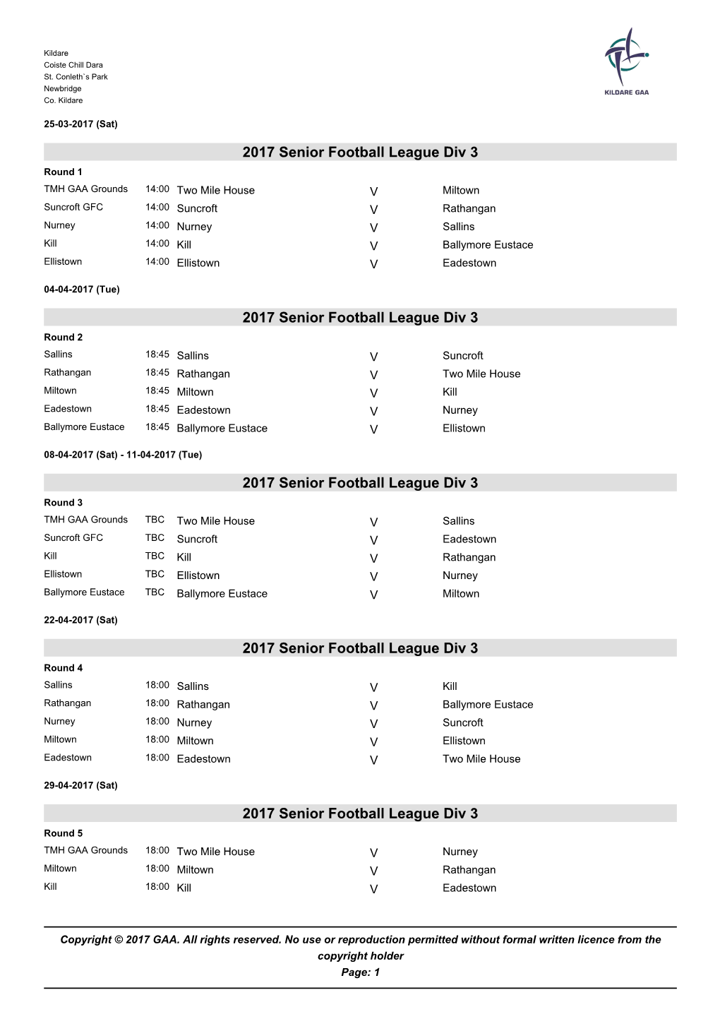 GAA Competition Report