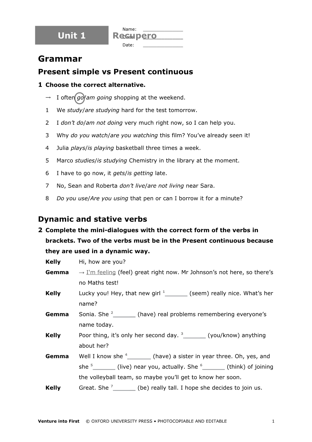 Present Simple Vs Present Continuous