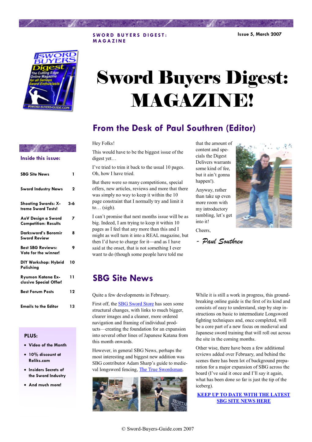 SWORD BUYERS DIGEST: Issue 5, March 2007 MAGAZINE