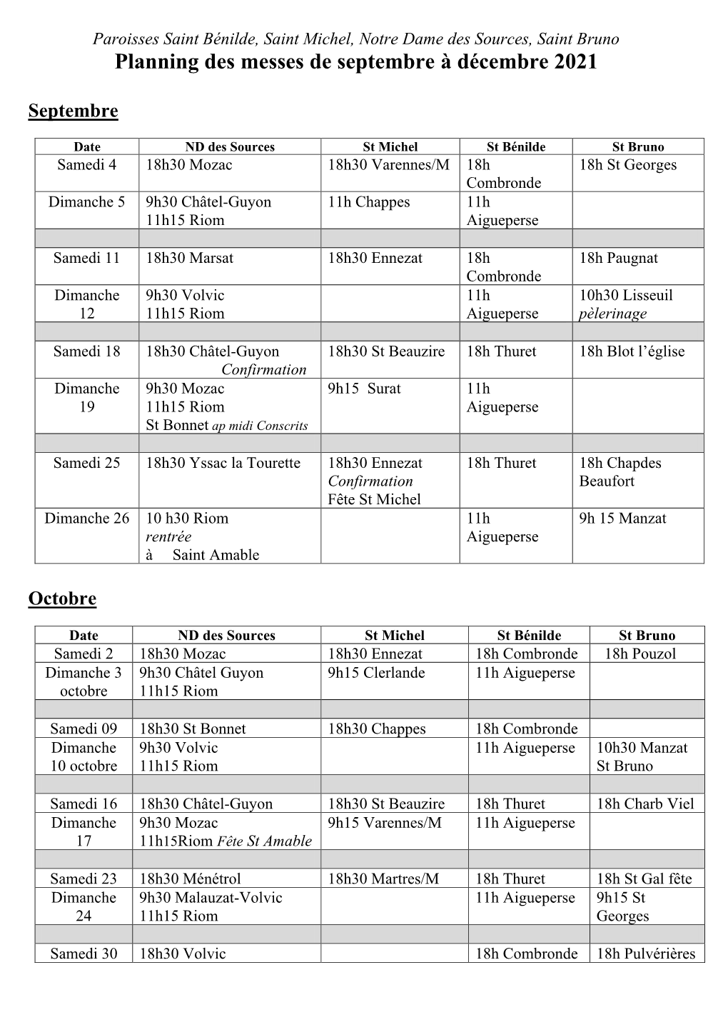 Messes Sept-Oct-Nov-Dec 2021