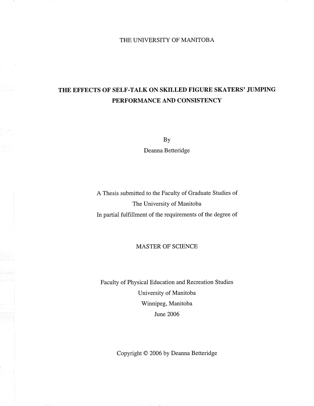 The Effects of Self.Talk on Skilled Figure Skaters'jumping Performance and Consistency