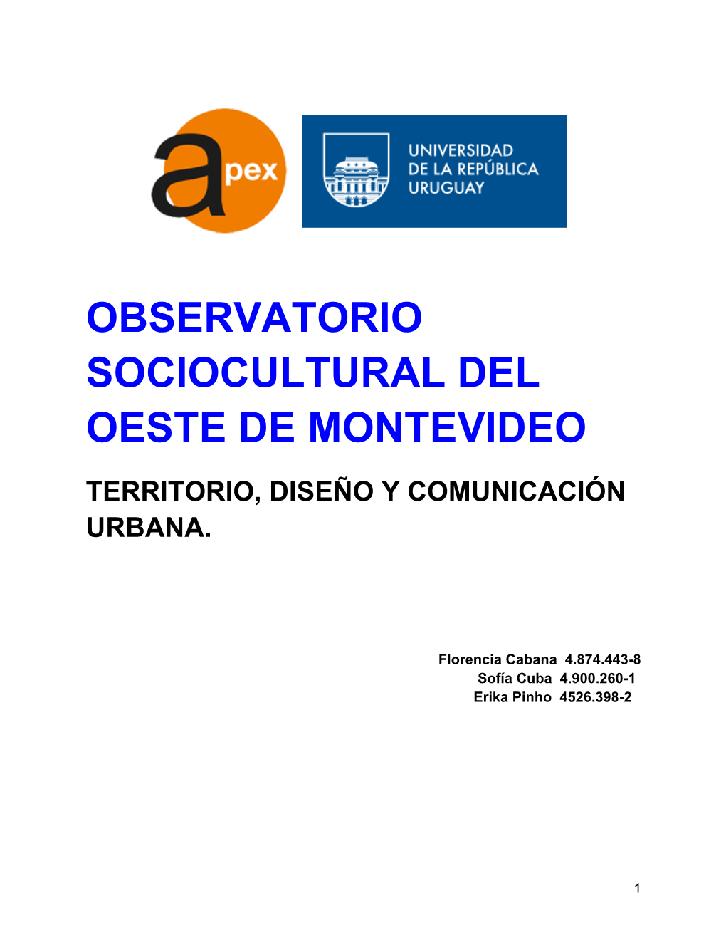 Observatorio Sociocultural Del Oeste De Montevideo