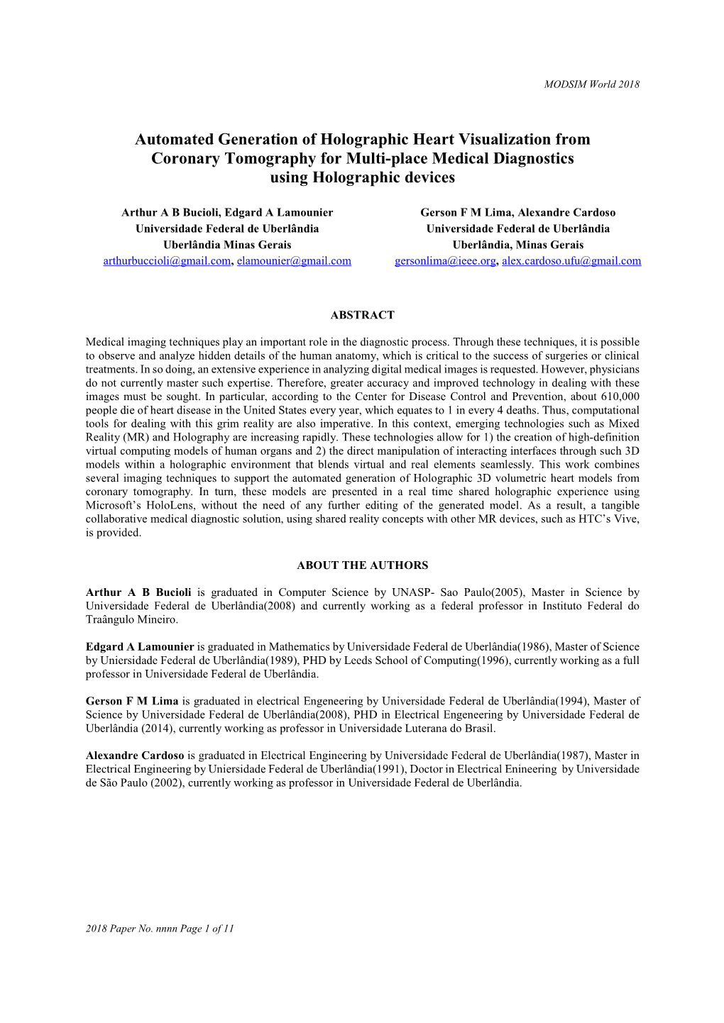 Automated Generation of Holographic Heart Visualization from Coronary Tomography for Multi-Place Medical Diagnostics Using Holographic Devices