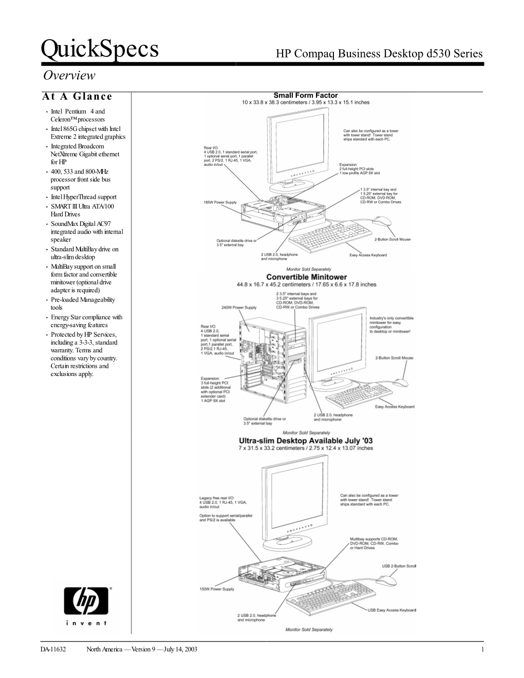 Quickspecs HP Compaq Business Desktop D530 Series