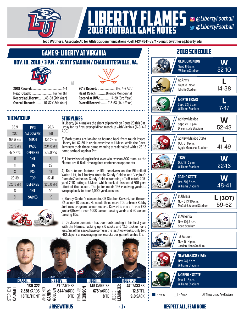 2018 Football Notes