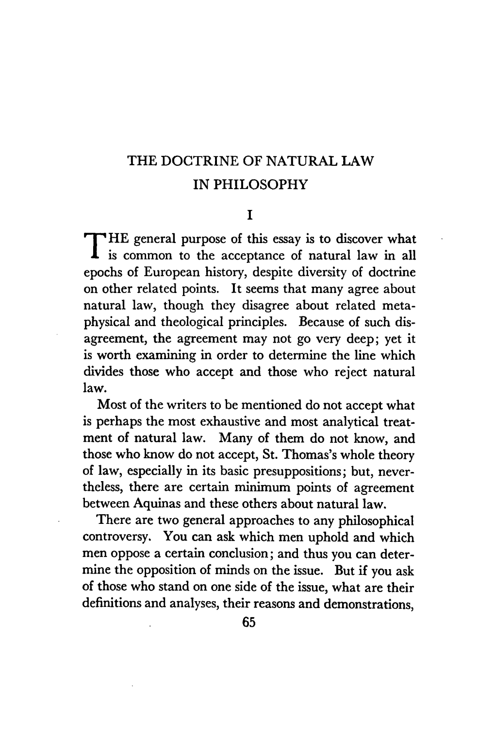 Doctrine of Natural Law in Philosophy