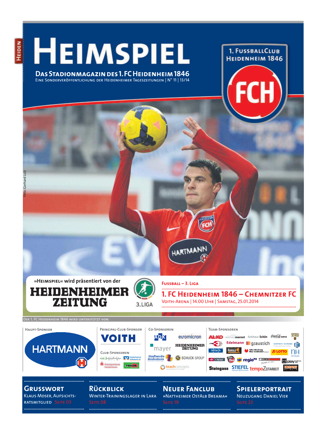 Grusswort Rückblick Neuer Fanclub Spielerportrait 1. FC Heidenheim