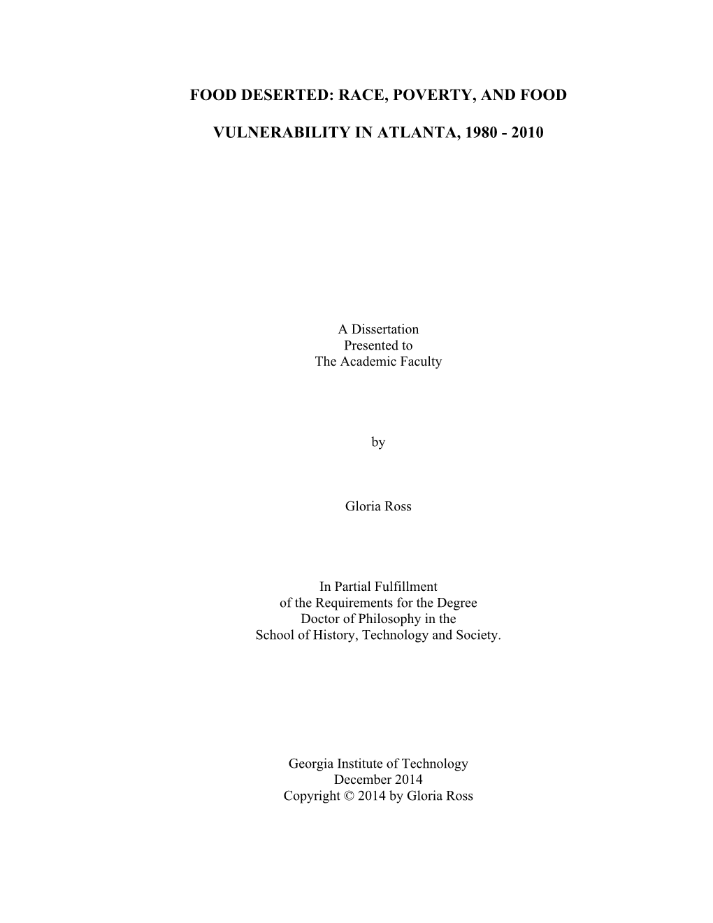 Race, Poverty, and Food Vulnerability in Atlanta, 1980