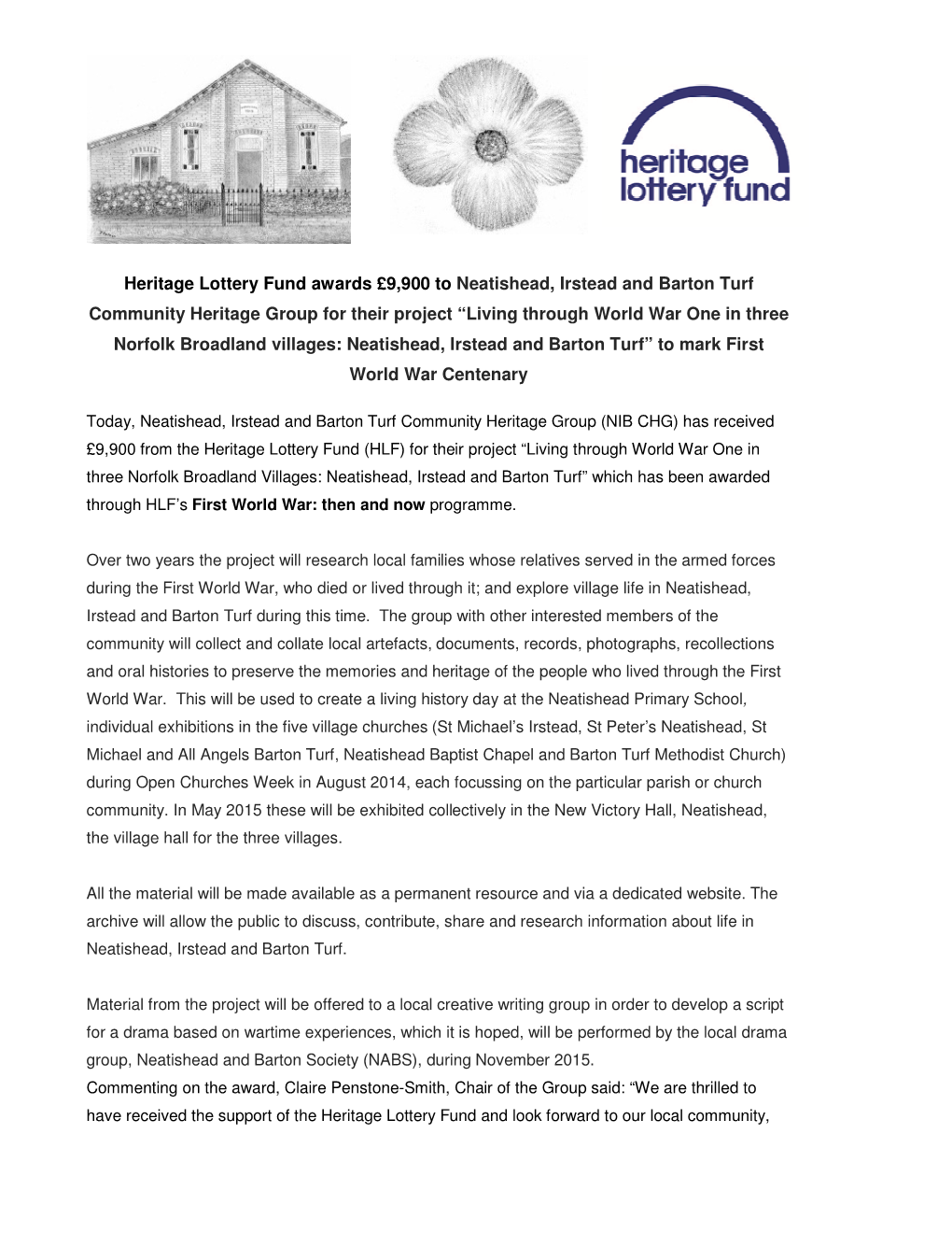 Heritage Lottery Fund Awards £9,900 to Neatishead, Irstead and Barton