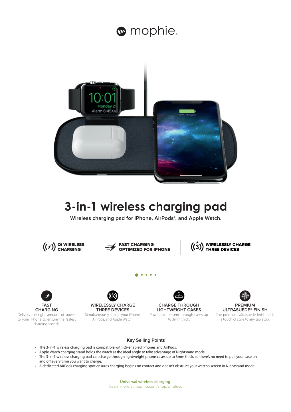 3-In-1 Wireless Charging Pad Wireless Charging Pad for Iphone, Airpods*, and Apple Watch