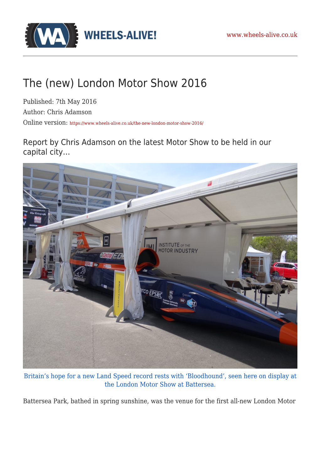 The (New) London Motor Show 2016