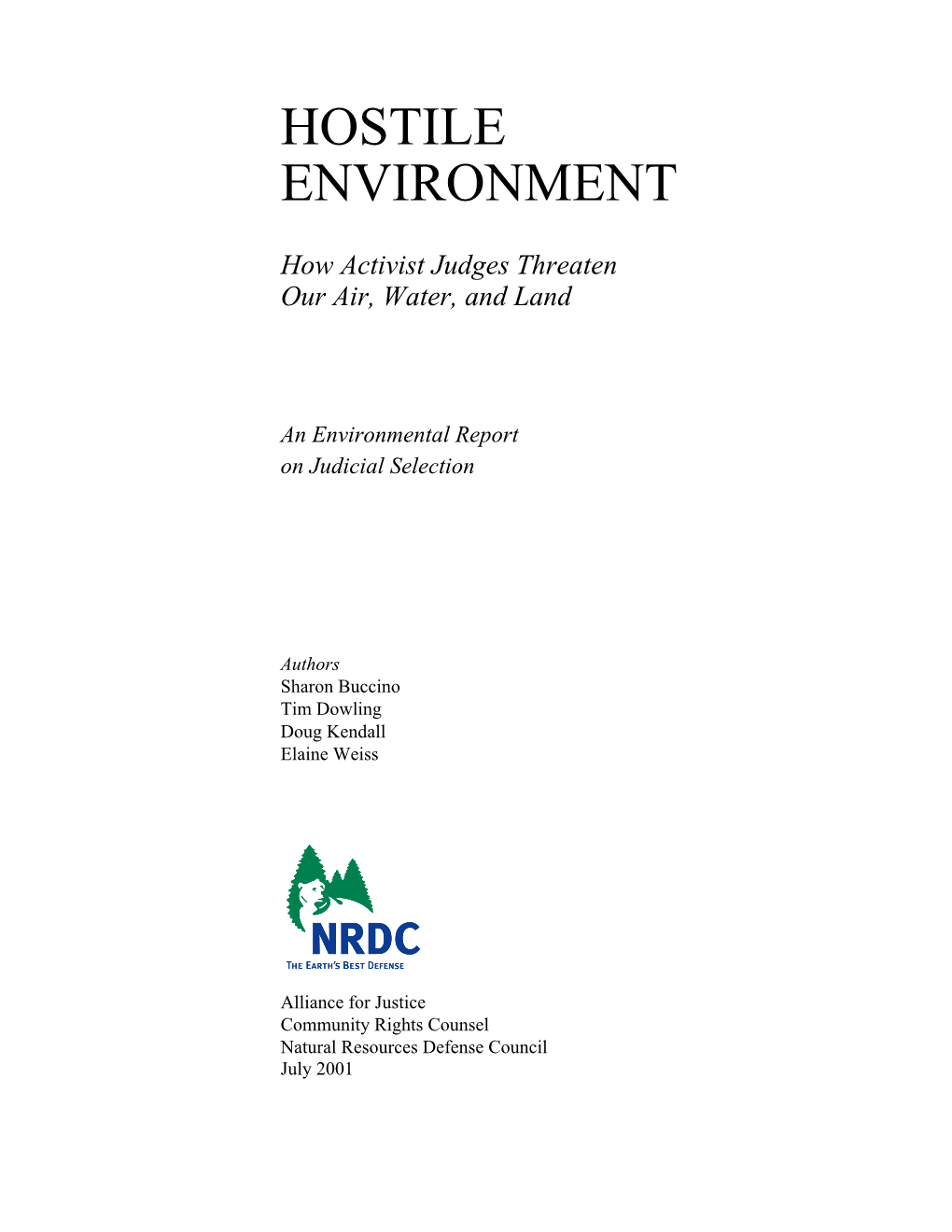 Hostile Environment: How Activist Judges Threaten Our Air, Water