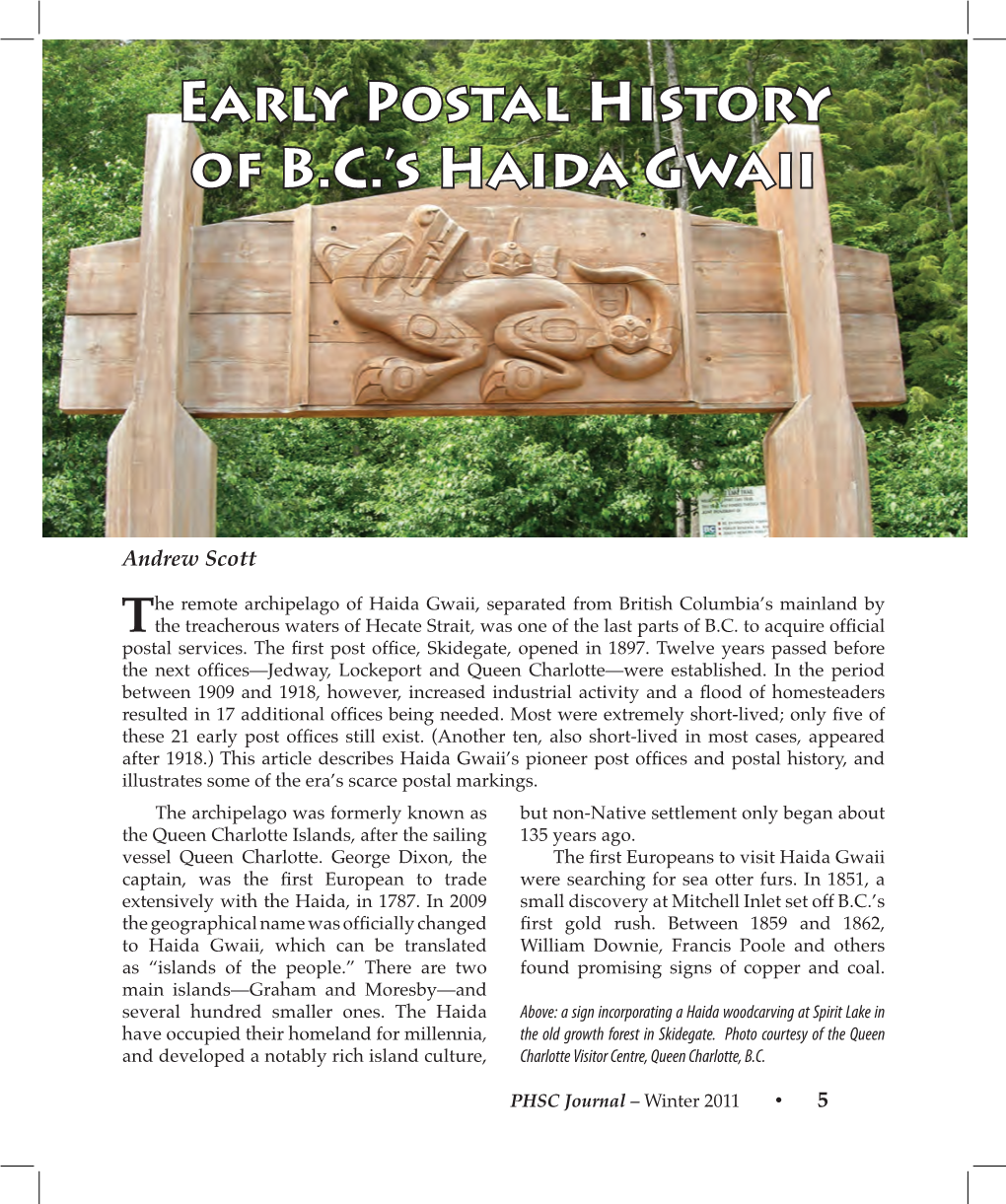 EARLY Postal History of B.C.'S HAIDA Gwaii