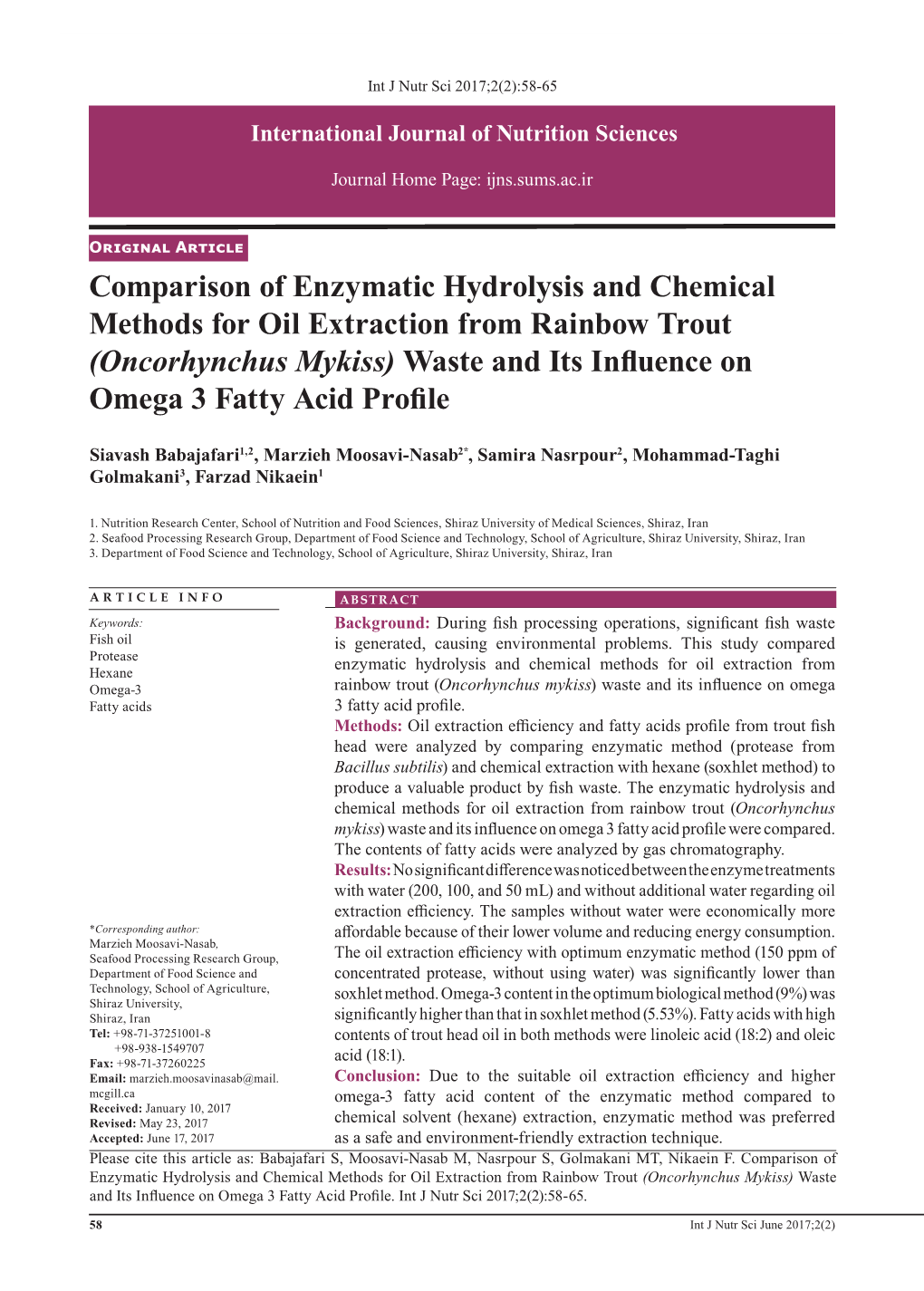 Comparison of Enzymatic Hydrolysis and Chemical Methods for Oil