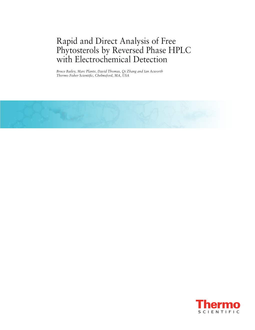 Rapid and Direct Analysis of Free Phytosterols by Reversed Phase HPLC with Electrochemical Detection