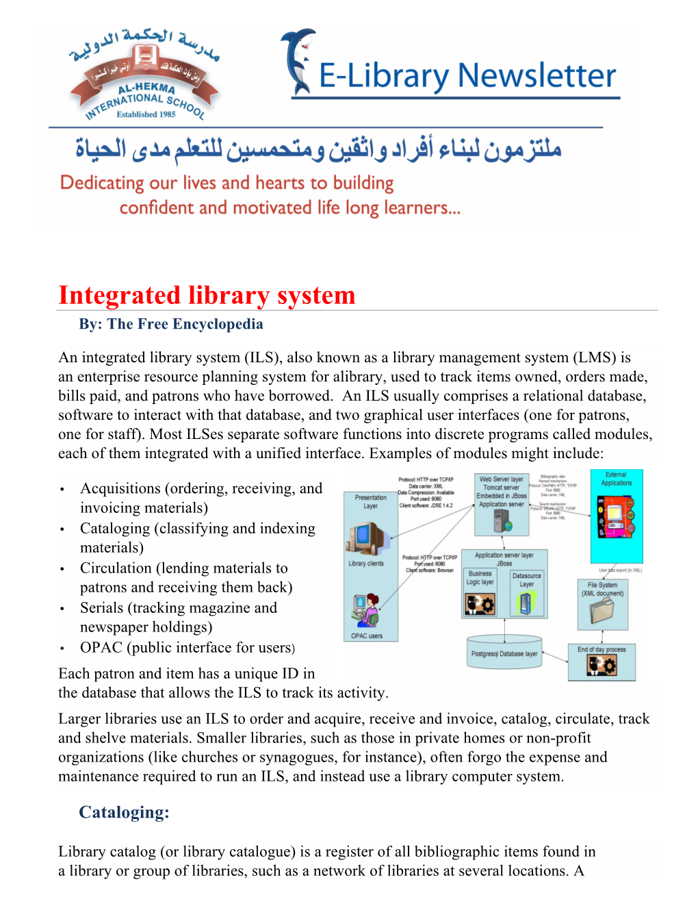 Integrated Library System By: the Free Encyclopedia