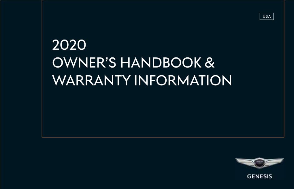 2020 Genesis Owner's Handbook and Warranty Information