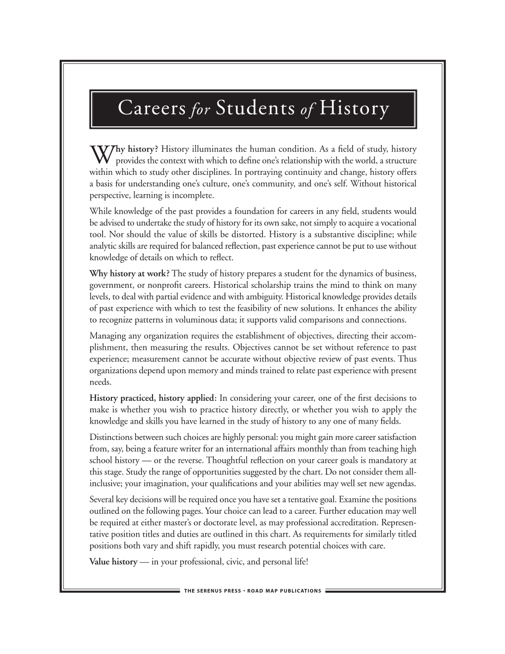 Careers for Students of History