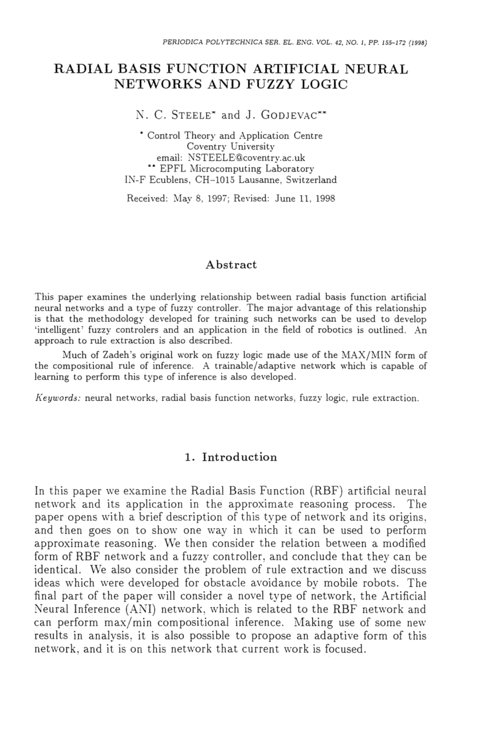 Radial Basis Function Artificial Neural Networks and Fuzzy Logic