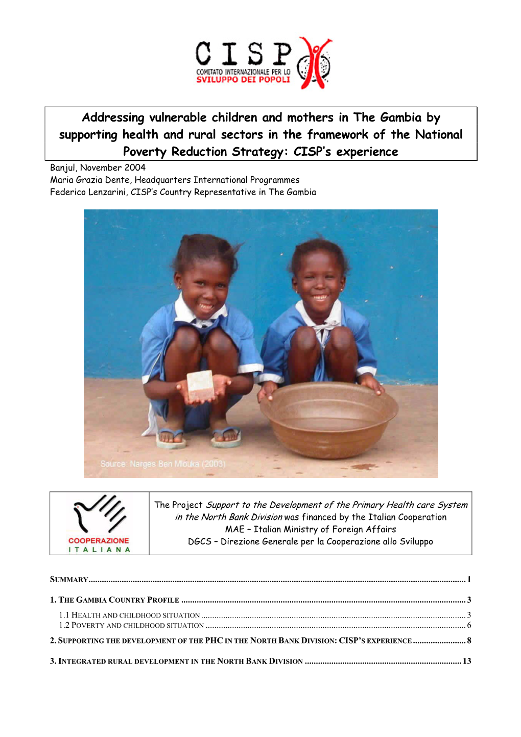 Addressing Vulnerable Children and Mothers in the Gambia by Supporting Health and Rural Sectors in the Framework of the National