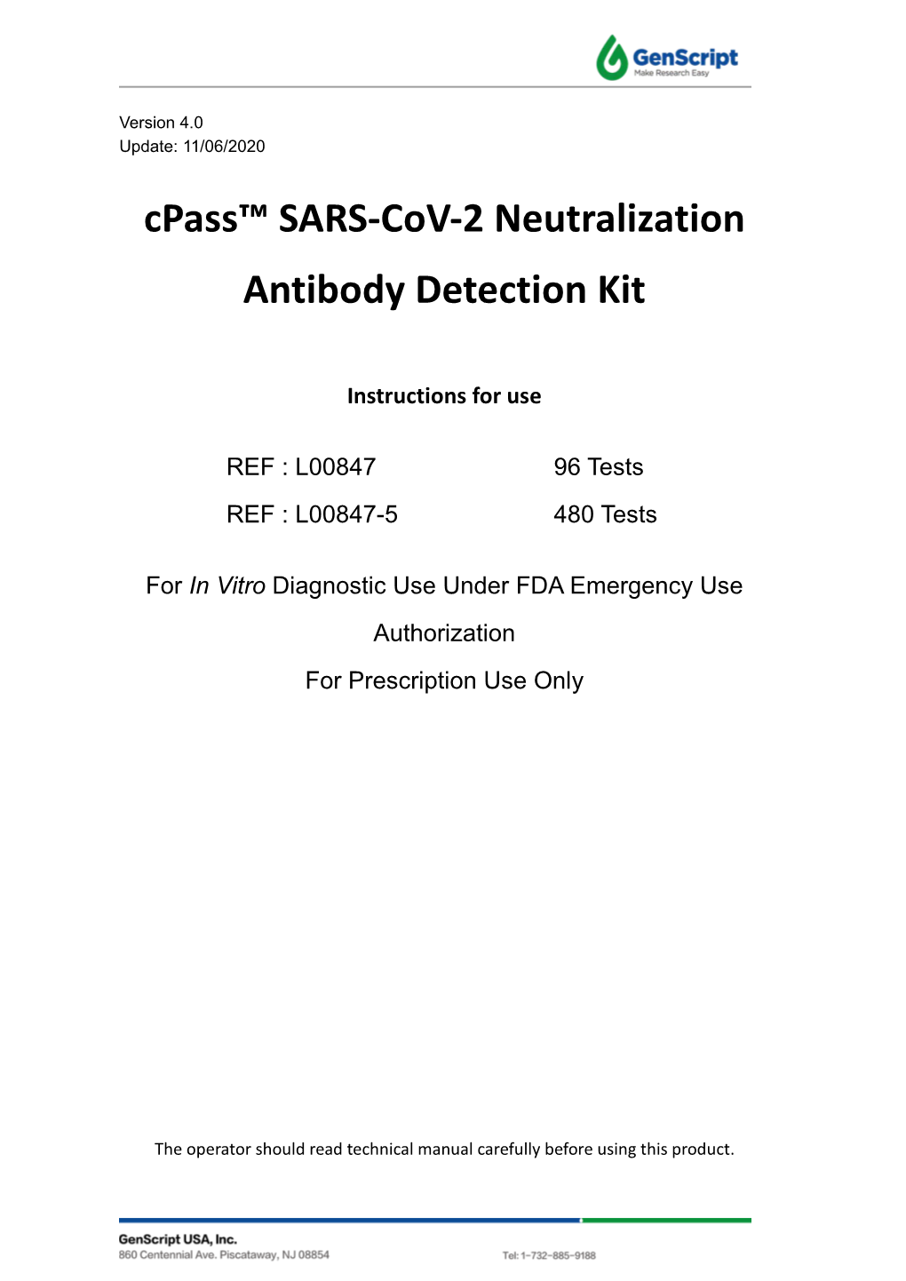 Cpass™ SARS-Cov-2 Neutralization Antibody Detection Kit
